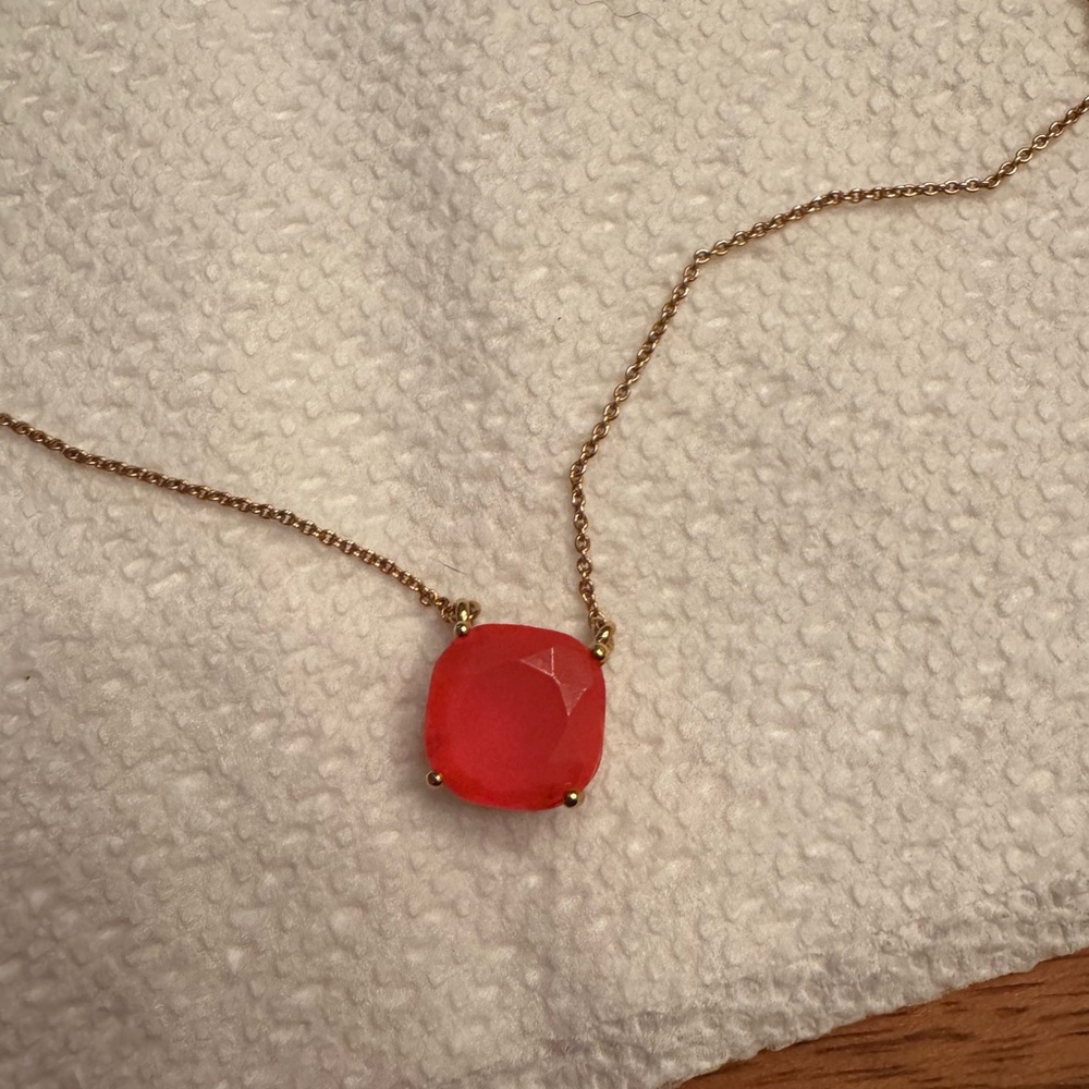 Kate Spade Gold Necklace with bright pink Pendant - Picture 2 of 5
